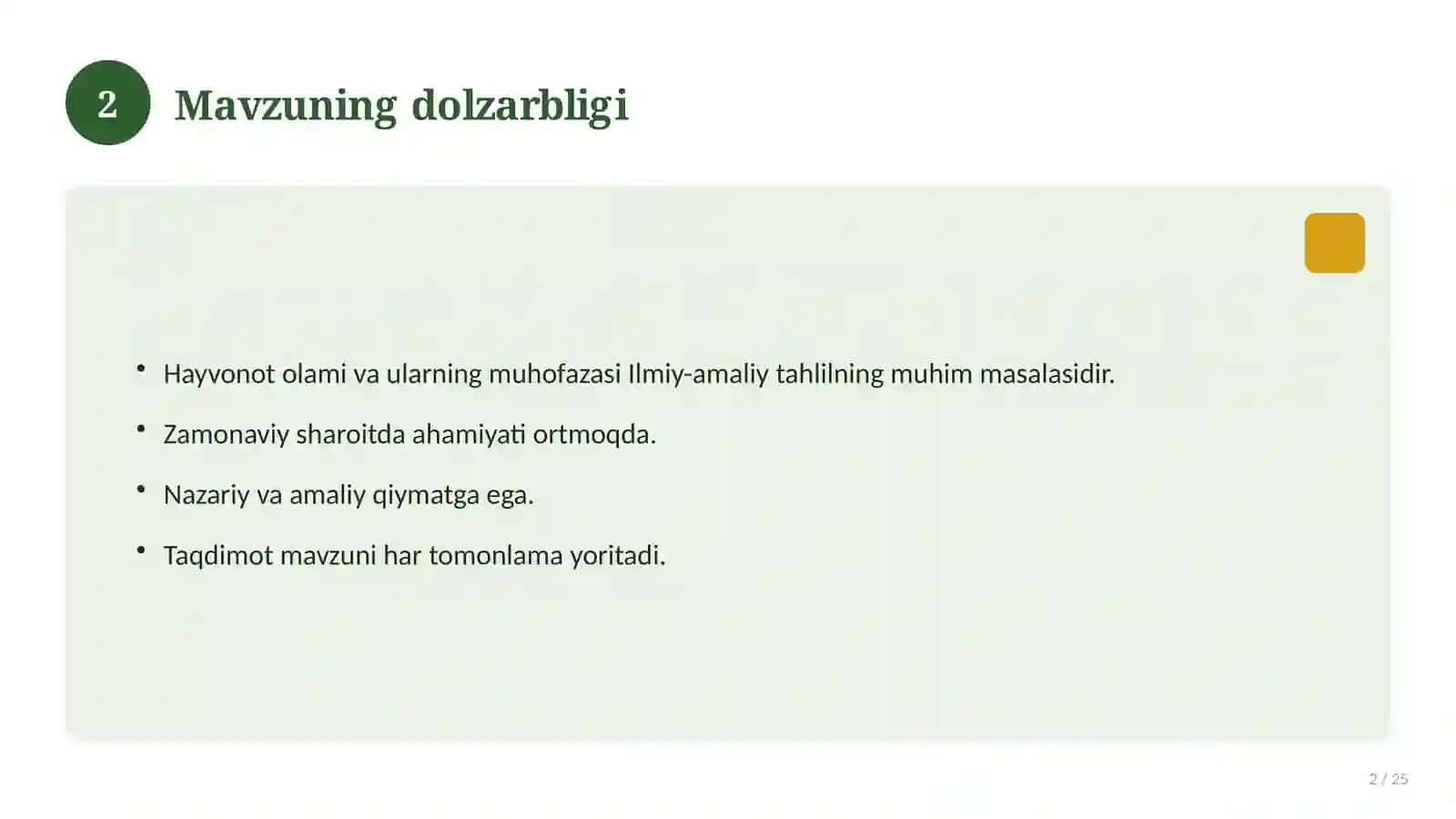 Hayvonot olami va ularning muhofazasi 2