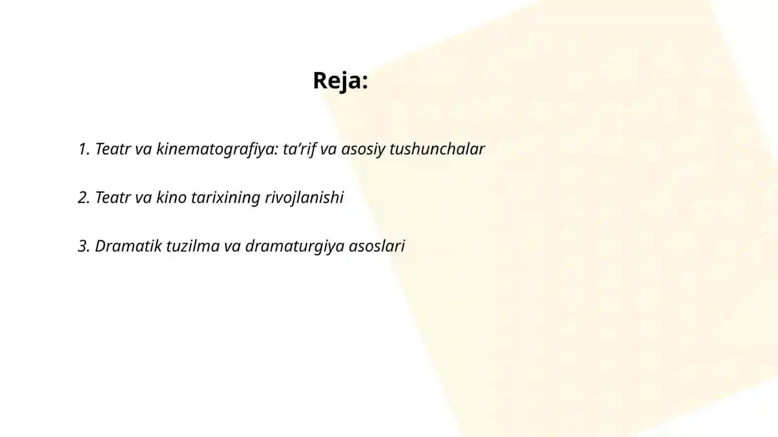 Teatr kinematografiyaning asosi 2