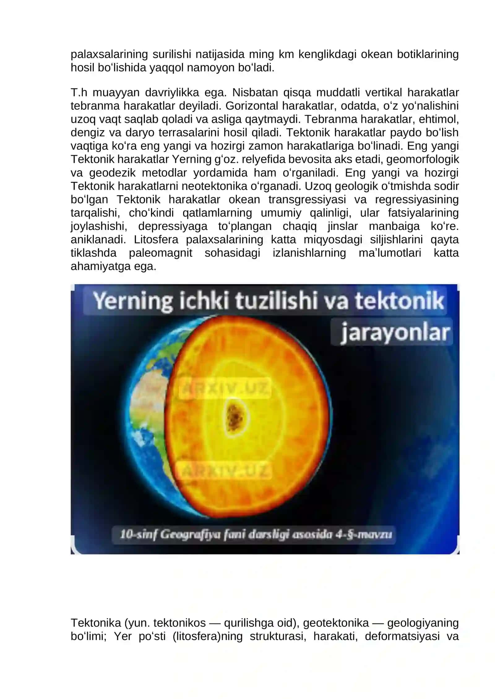 Tektonika va tektonik jarayonlar 2