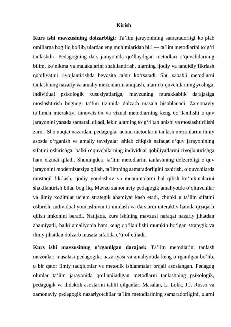 Ta’lim metodlarini tanlash mezonlari 2