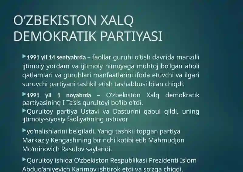 O'ZBEKISTON XALQ DEMOKRATIK PARTIYASI 2