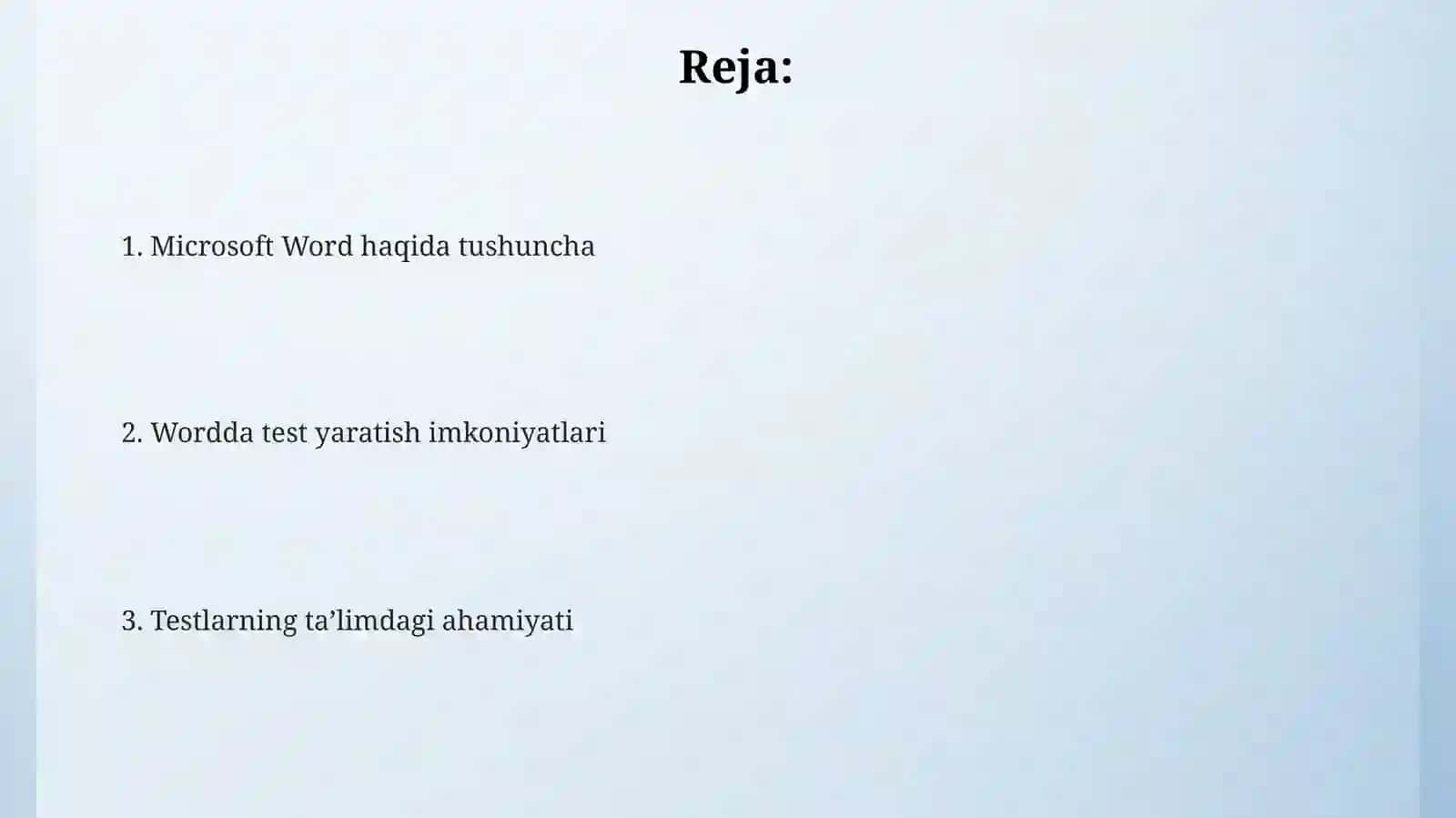 Microsoft Word da testlarning taʼlimdagi ahamiyati 2