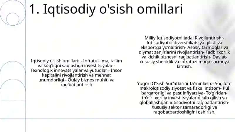 Milliy Iqtisodiyotni Jadal Rivojlantirish Va Yuqori O'Sish Sur'Atlarini Ta'Minlash 2