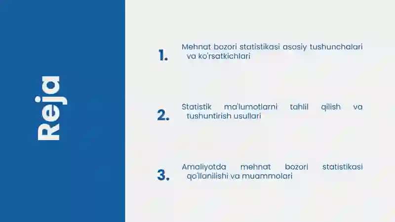 Statistika Mehnat bozori statistikasi mustaqil ish taqdimot 2
