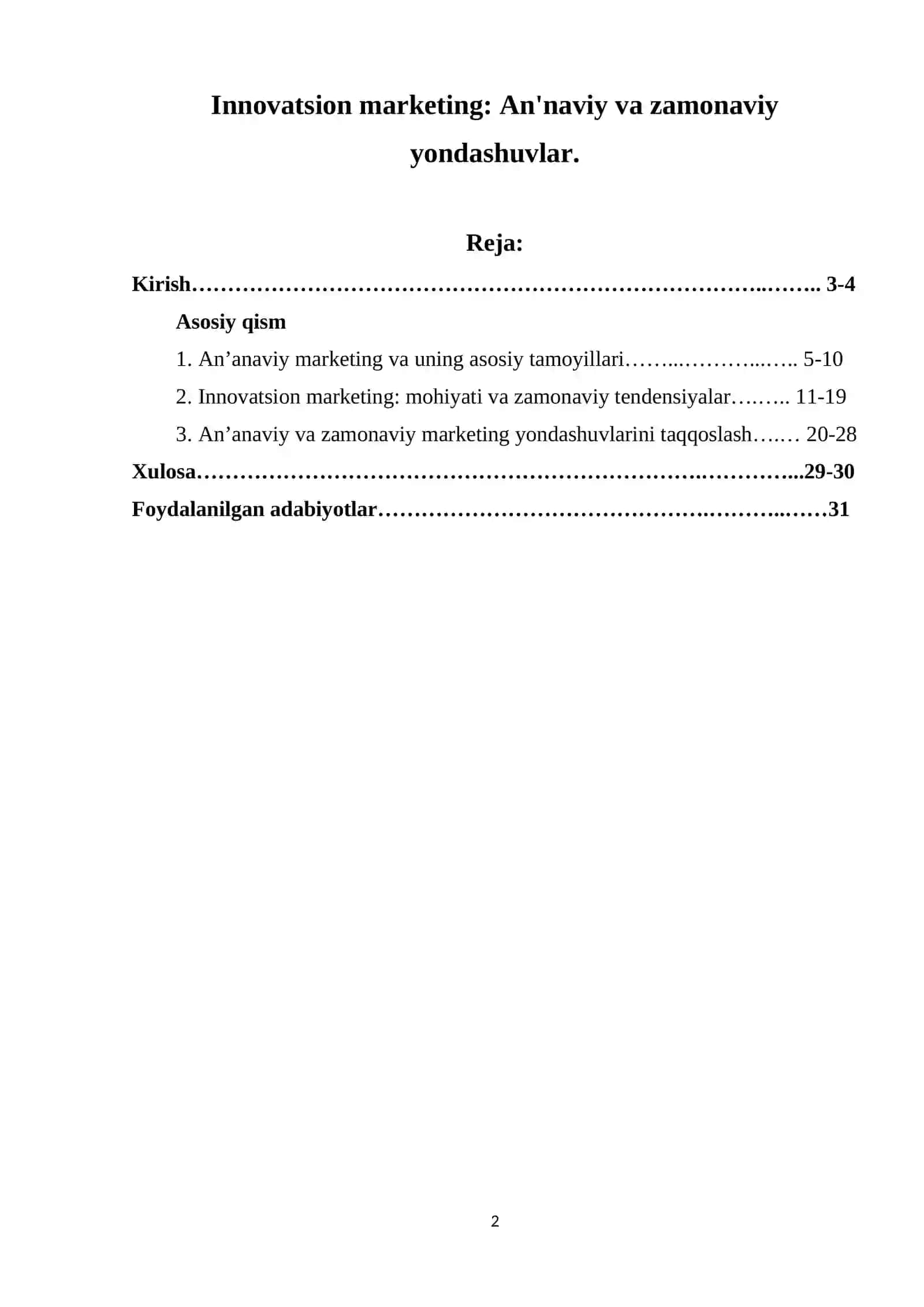 Innovatsion marketing: An'naviy va zamonaviy yondashuvlar 2