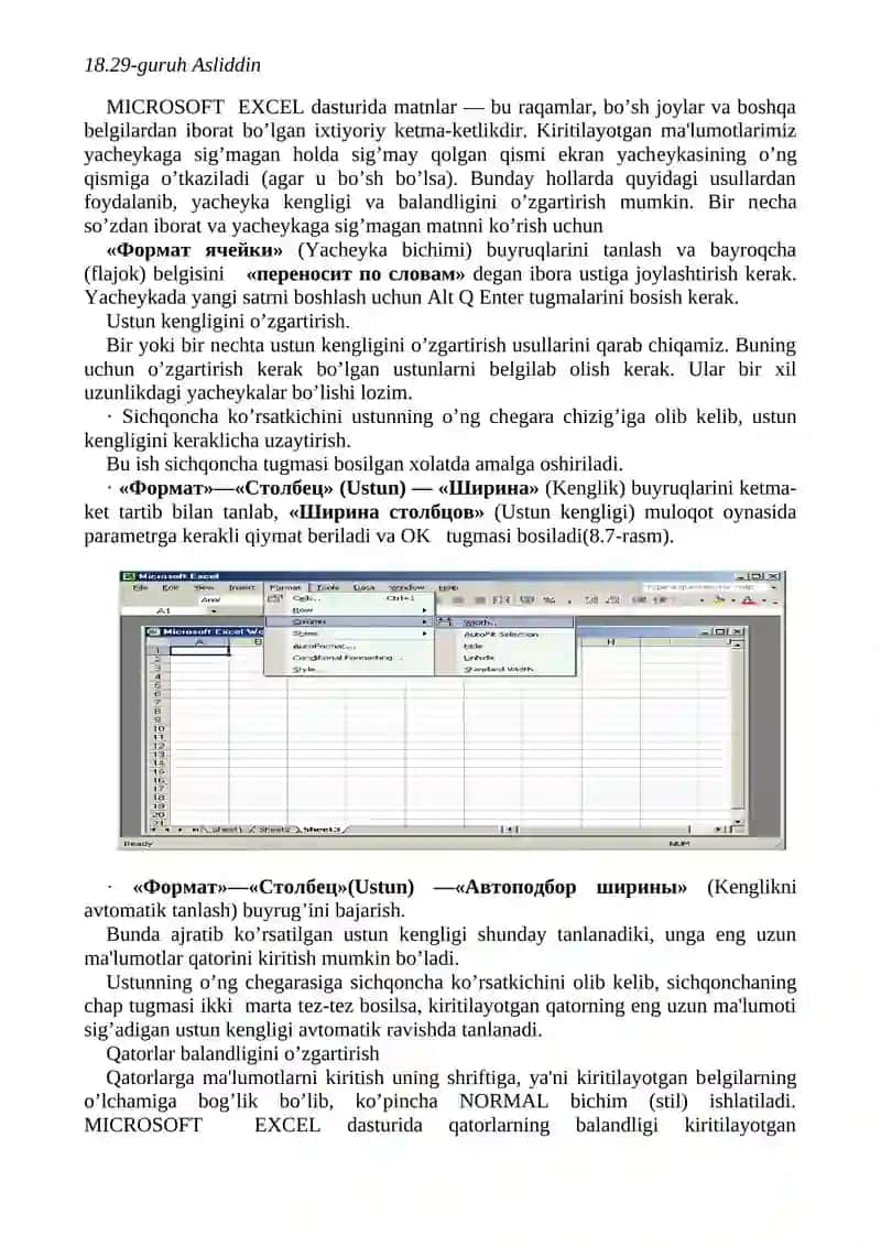 Micrоsоft Excel jdaval muxarririda diagramma yaratish va ular bilan ishlash 2