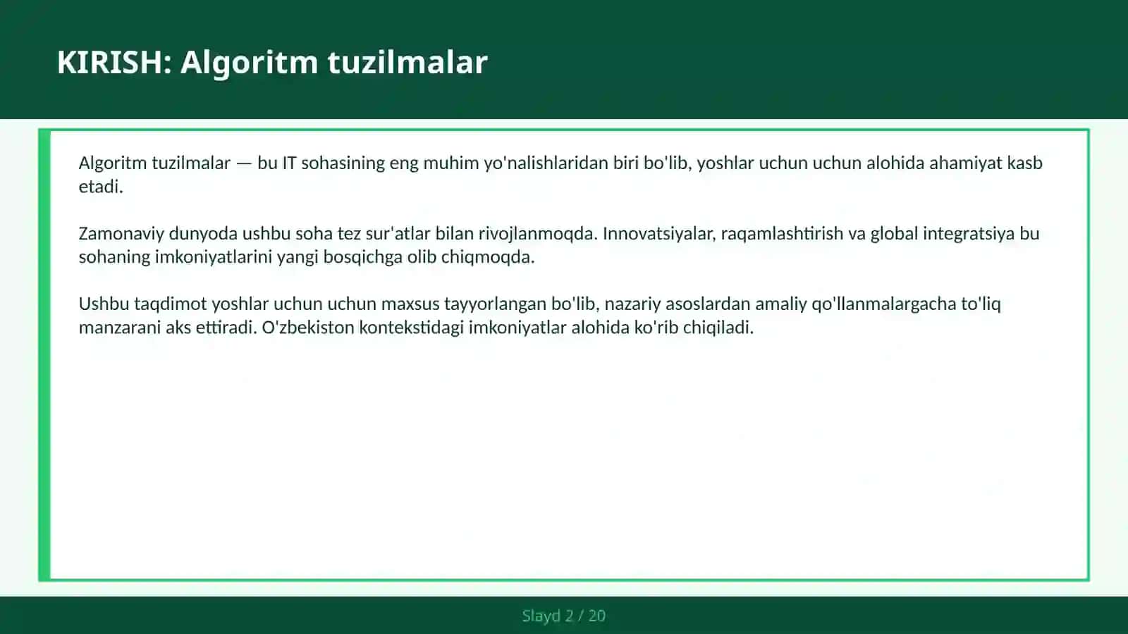 Algoritm tuzilmalar 2