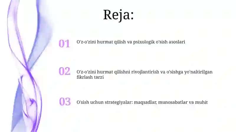 O'z-o'zini Hurmat Qilish va Psixologik O'sish Asoslari 2