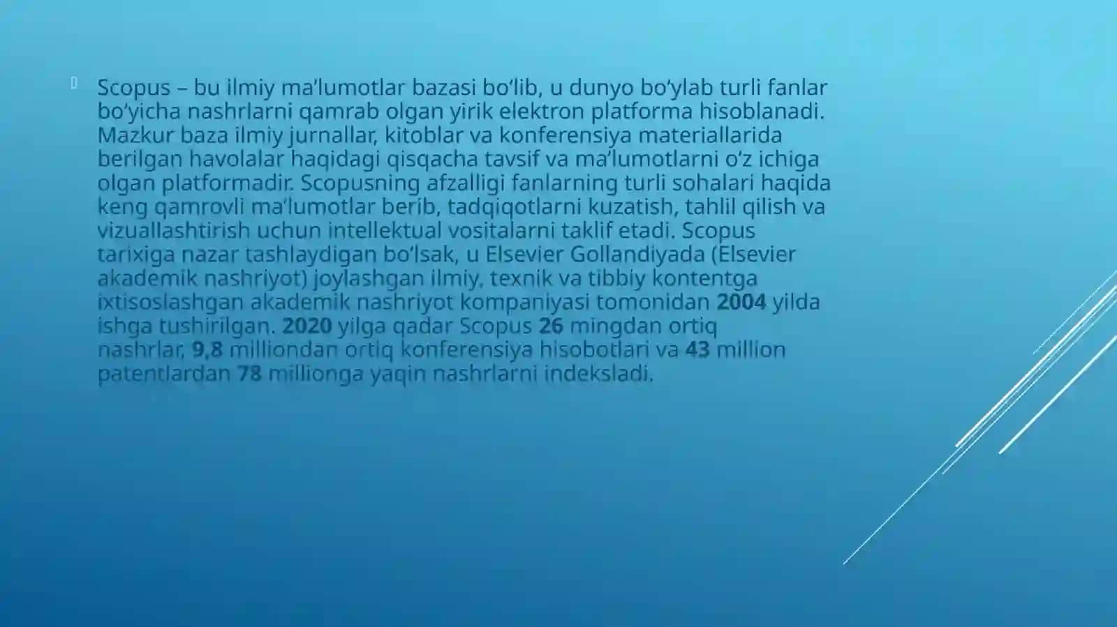 Scopus xalqaro ilmiy ma`lumotlar bazasi 2
