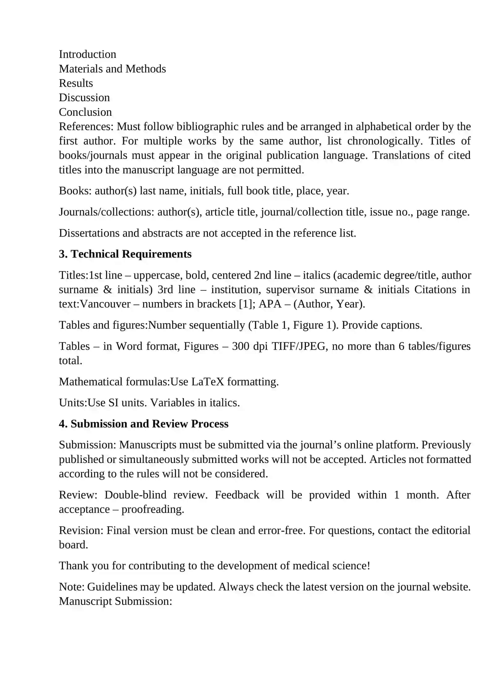 GUIDELINES FOR FORMATTING ARTICLES FOR THE JOURNAL "INNOVATIVE BIOMEDICINE AND BIOENGINEERING" 2