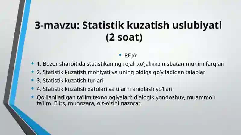 Statistik kuzatish uslubiyati 2