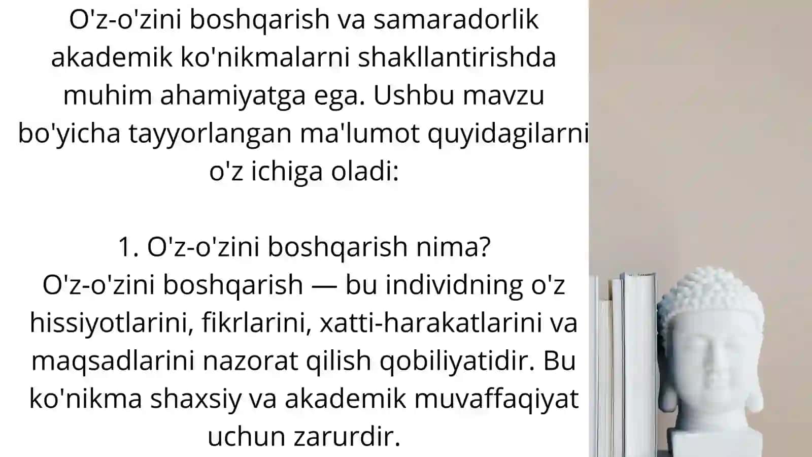 Akademik ko'nikmalarni shakllantirishda o'z-o'zini boshqarish va samaradorlik 2