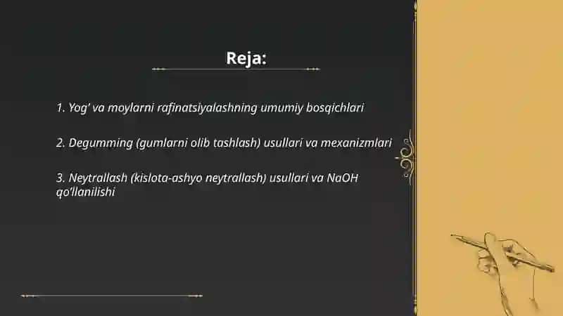 Yog’ va moylarni rafinatsiyalash 2