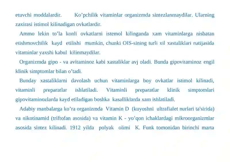 VITAMINLAR VA KOFERMENTLAR FARMAKOLOGIYASI 2