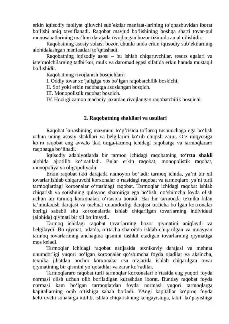 Raqobatning Iqtisodiy Mohiyati 2