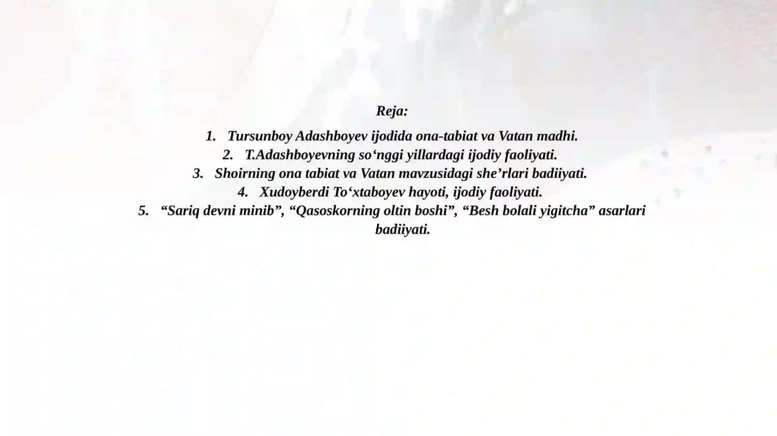 Tursunboy Adashboyev hayoti va ijodi. Xudoyberdi To‘xtaboyev - romannavis 2