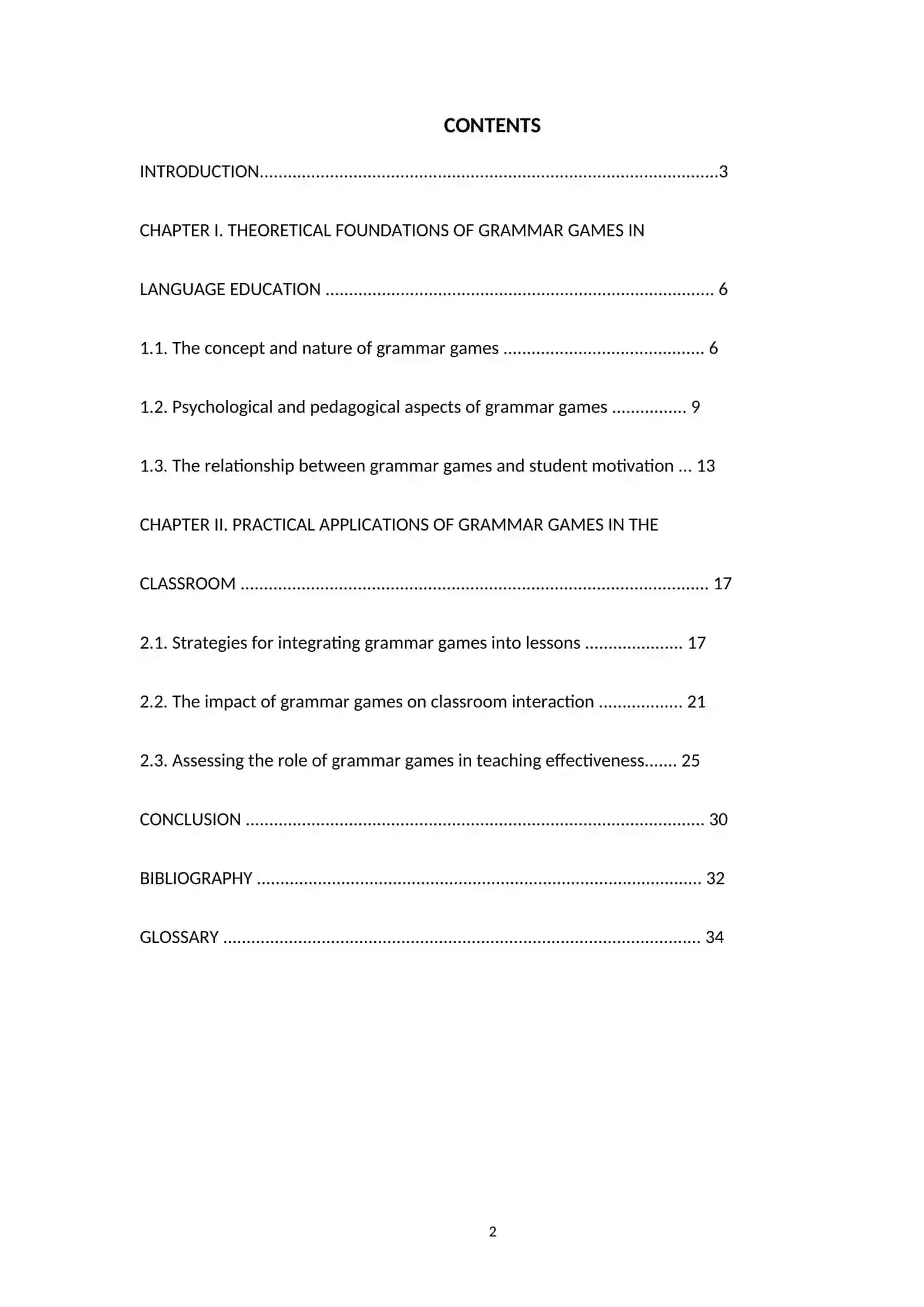 Course Paper on "The role of grammar games in language learning" 2