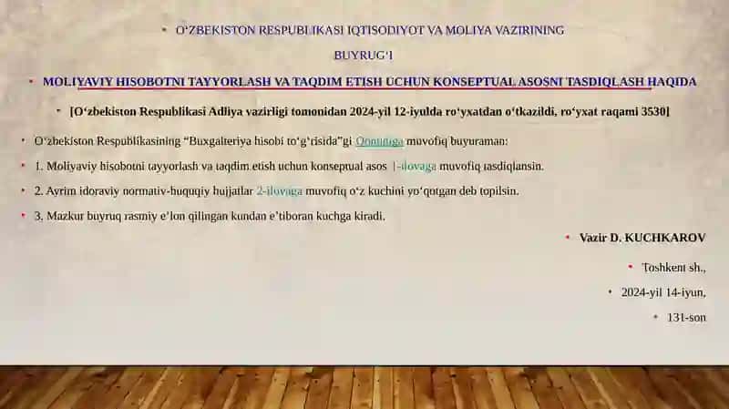 Moliyaviy hisobot UCHUN tushuntirish va eslatmalar 2