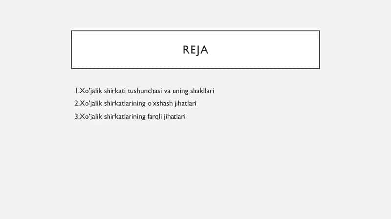 Xo’jalik shirkatlarining o’xshash va farqli jihatlari 2