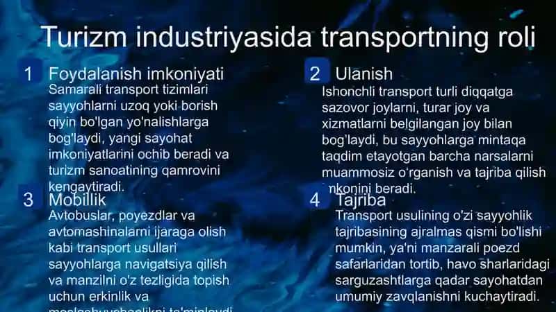 Turizmda transportning ahamiyati 2