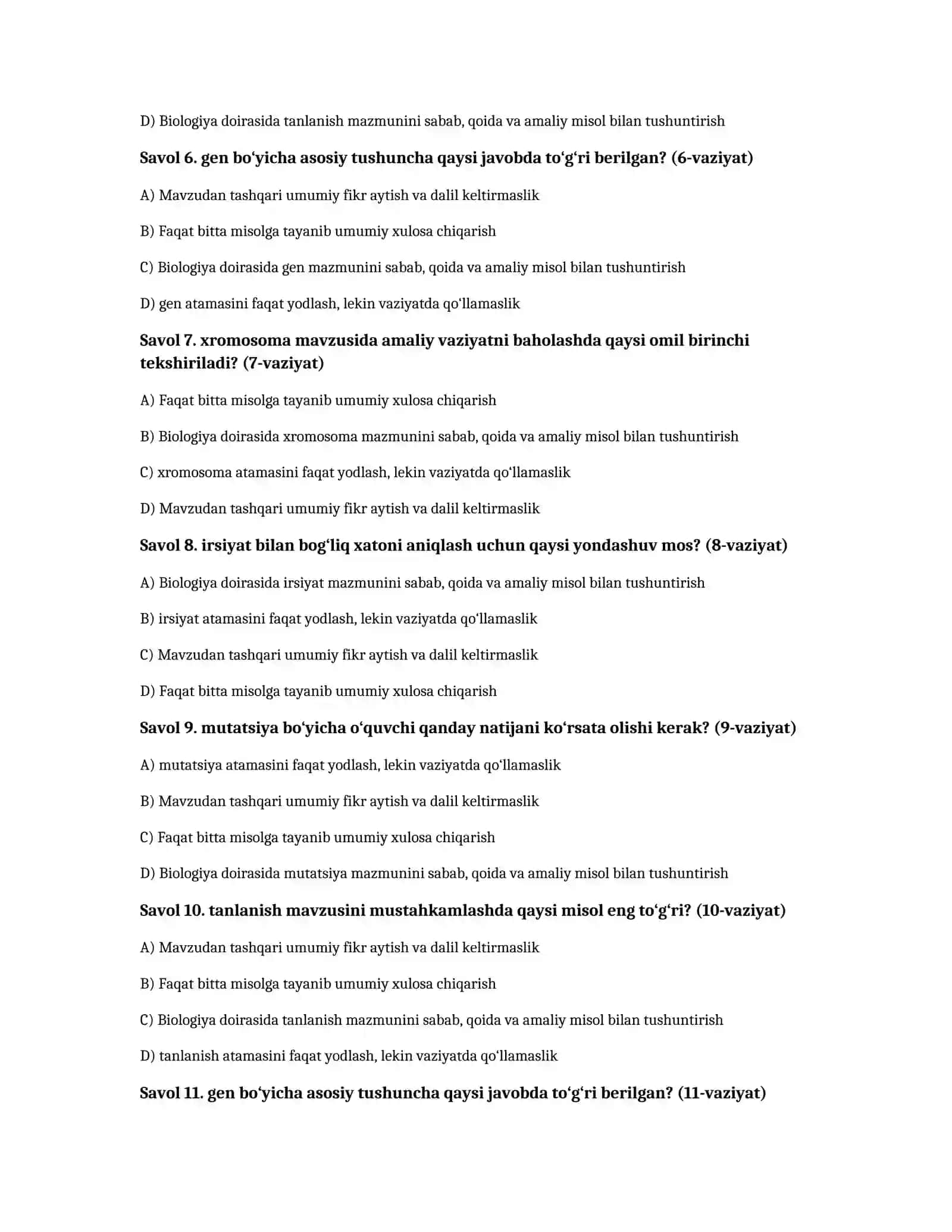Biologiya: genetika va evolyutsiya — 100 test 2