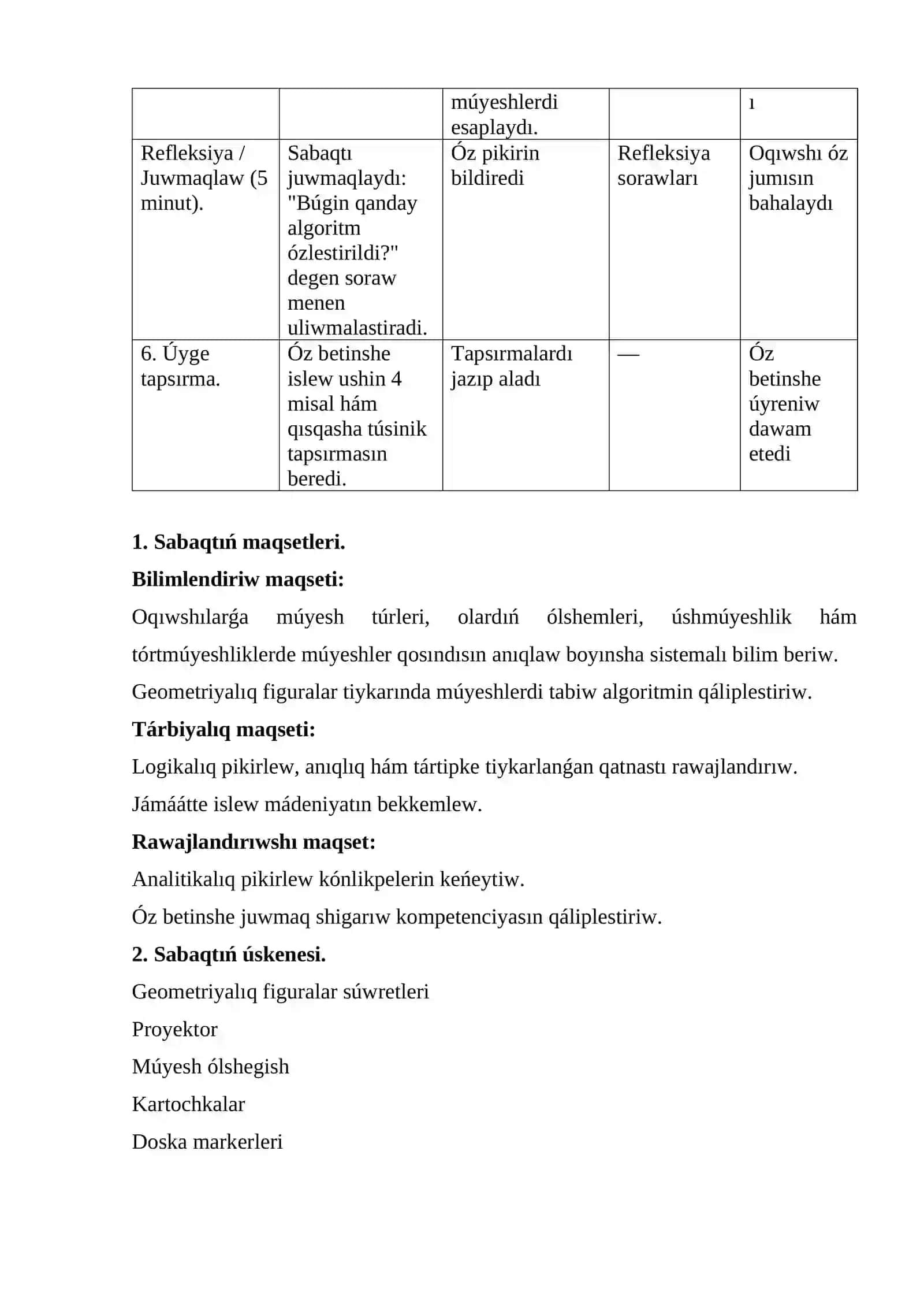 Geometriyalıq figuralarda múyeshlerdi tabiw 2