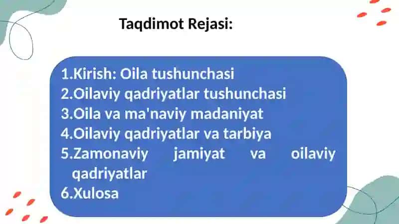 Oiladagi ta'lim 2