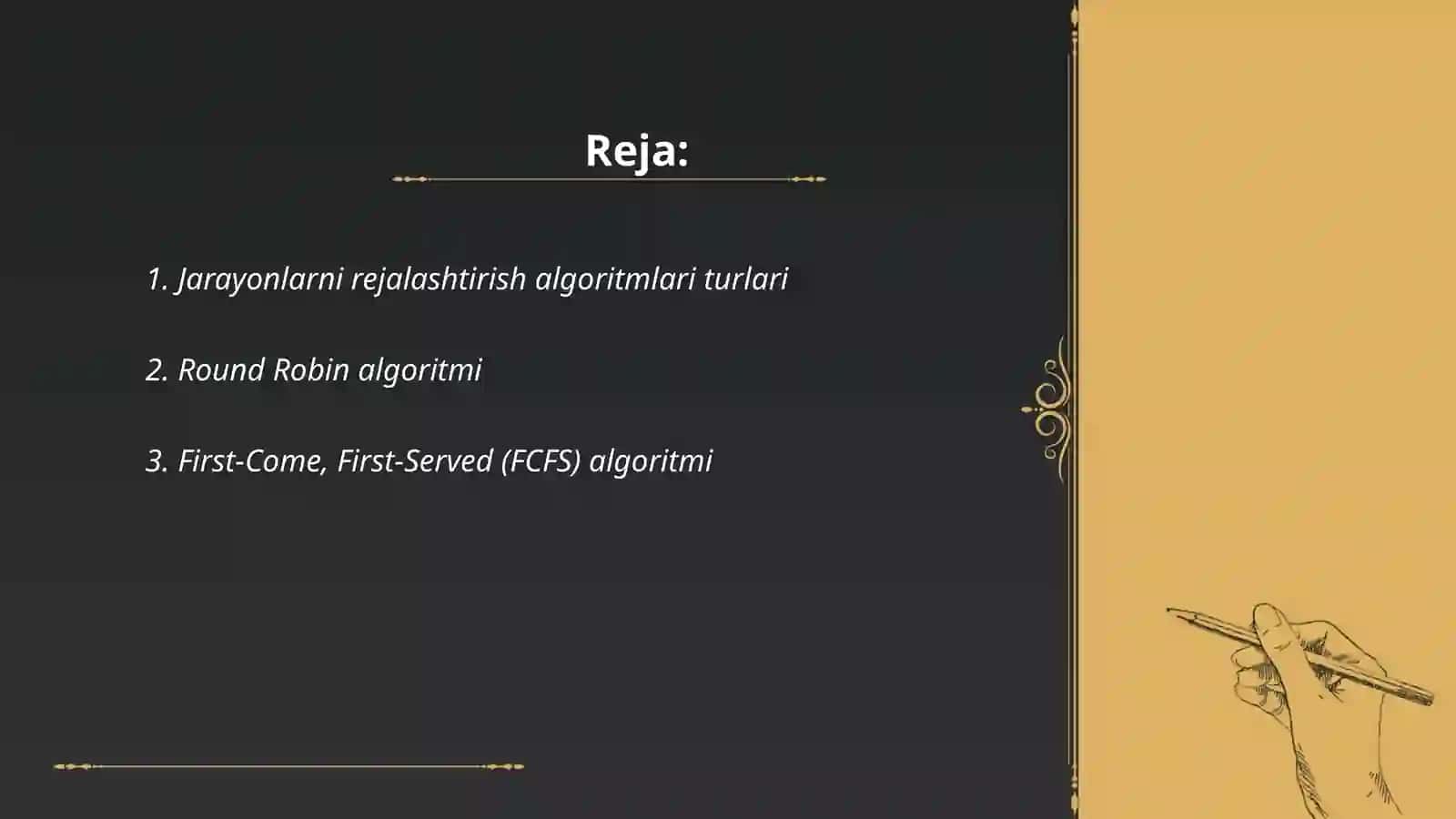 Jarayonlarni rejalashtirish algoritmlari 2
