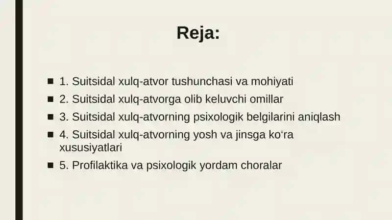 Suitsidal xulq-atvorni namoyon bo‘lishi 2