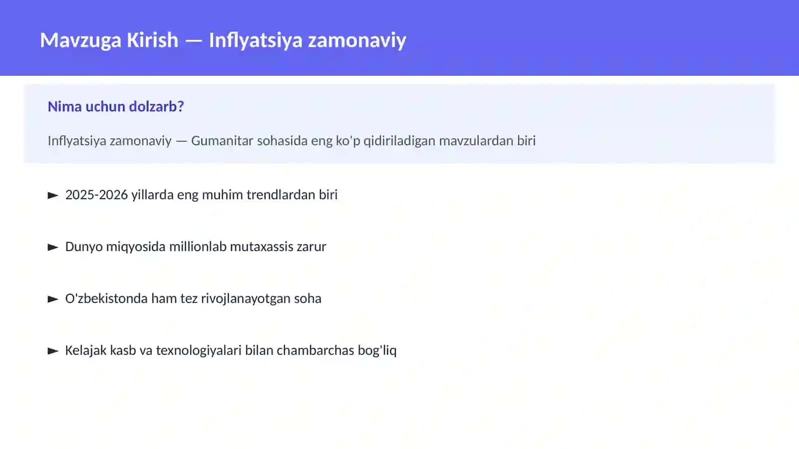Inflyatsiya zamonaviy 2