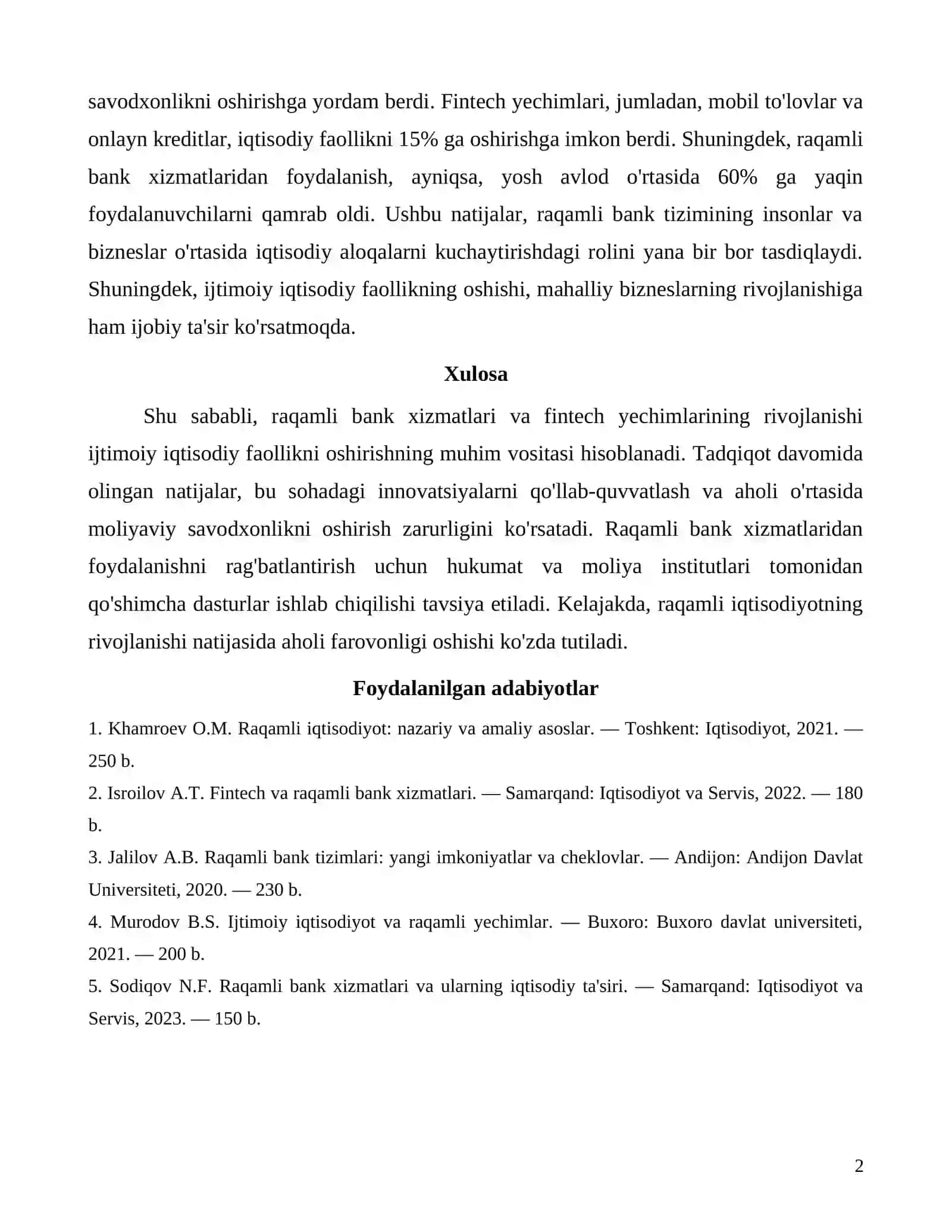 Raqamli bank xizmatlari va Fintech yechimlari 2