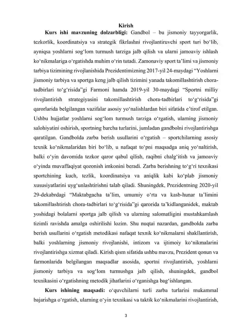 Gandbolda zarba berish usullarini oʻrgatish 2