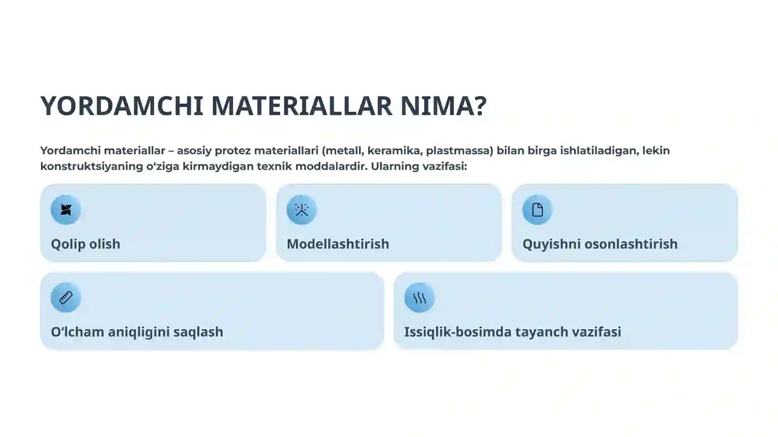 TISH TEXNIKASI LABORATORIYASIDA YORDAMCHI MATERIALLAR 2