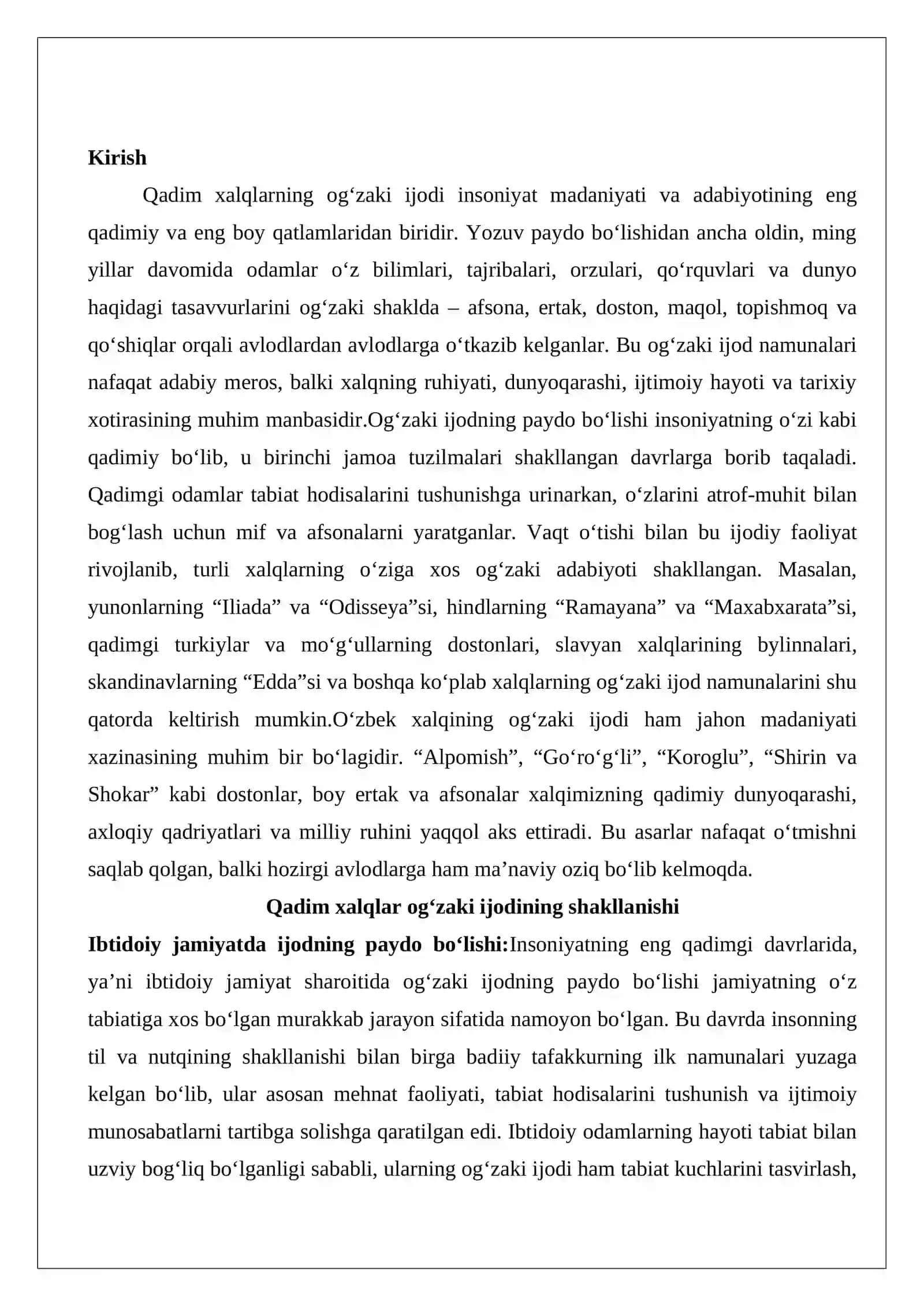 Qadim xalqlar og‘zaki ijodi namunalari 2