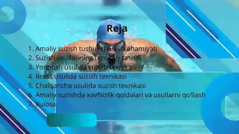 Amaliy suzishda qoʻllaniladigan suzish usullari 2