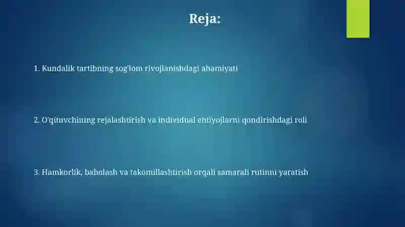 Kun tartibi bolalar uchun 2