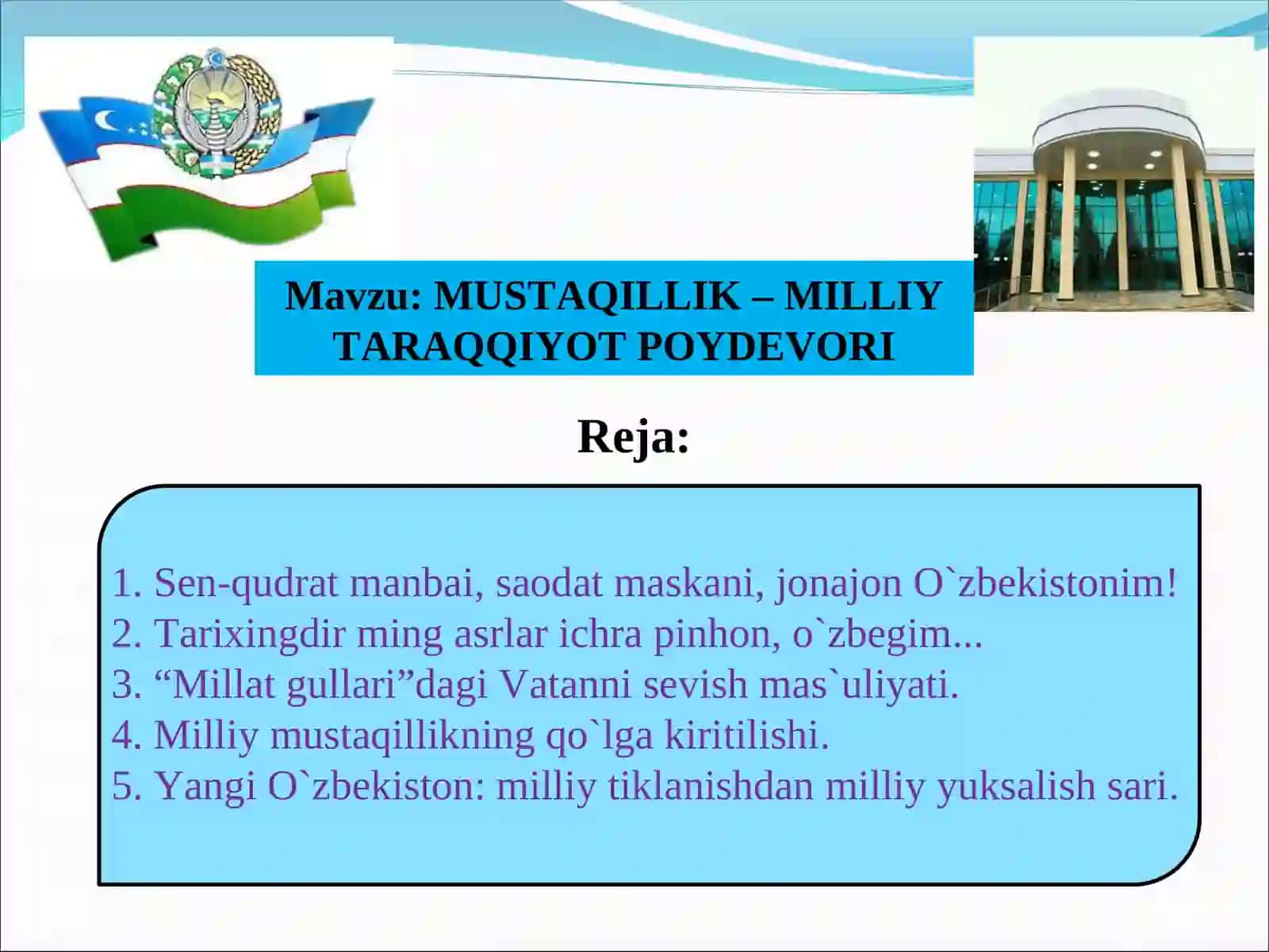 MUSTAQILLIK – MILLIY TARAQQIYOT POYDEVORI 2