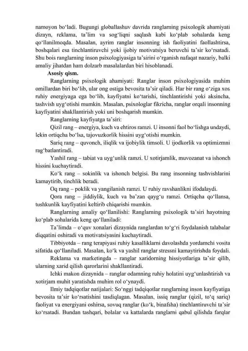 Ranglarning inson kayfiyatiga psixologik ta’siri 2