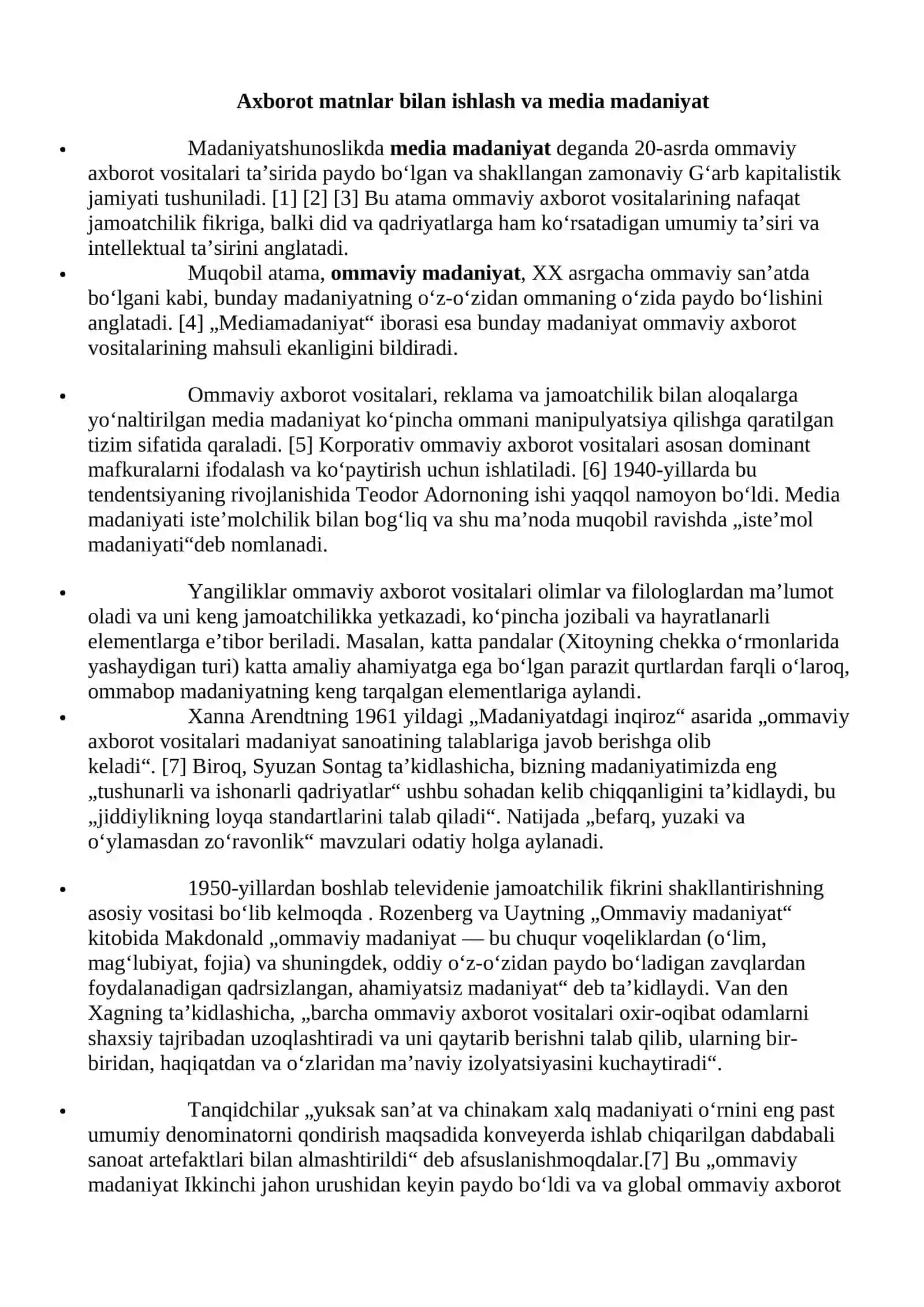 Axborot matnlar bilan ishlash va media madaniyat 2