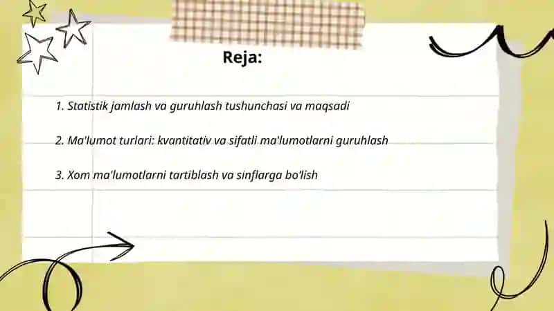 Statistik jamlash va guruhlash 2