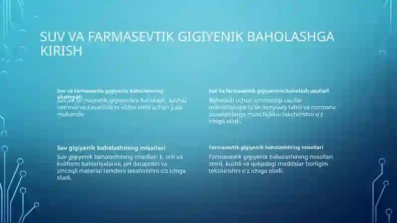 Suv va Farmasevtik Gigiyenik Baholash 2