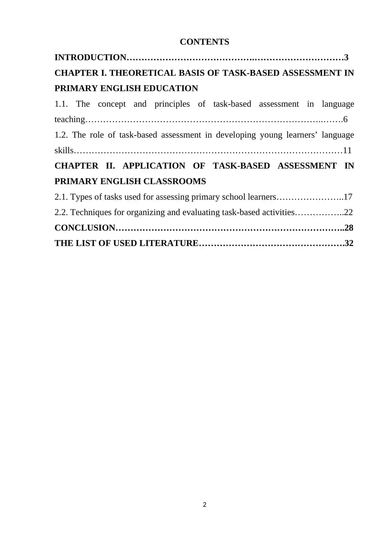THEME: TASK-BASED ASSESSMENT IN THE PRIMARY ENGLISH LANGUAGE CLASSROOM 2