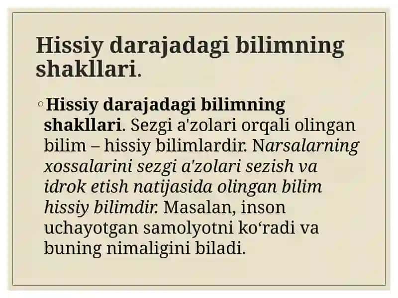 Hissiydarajadagi bilimning shakllari 2
