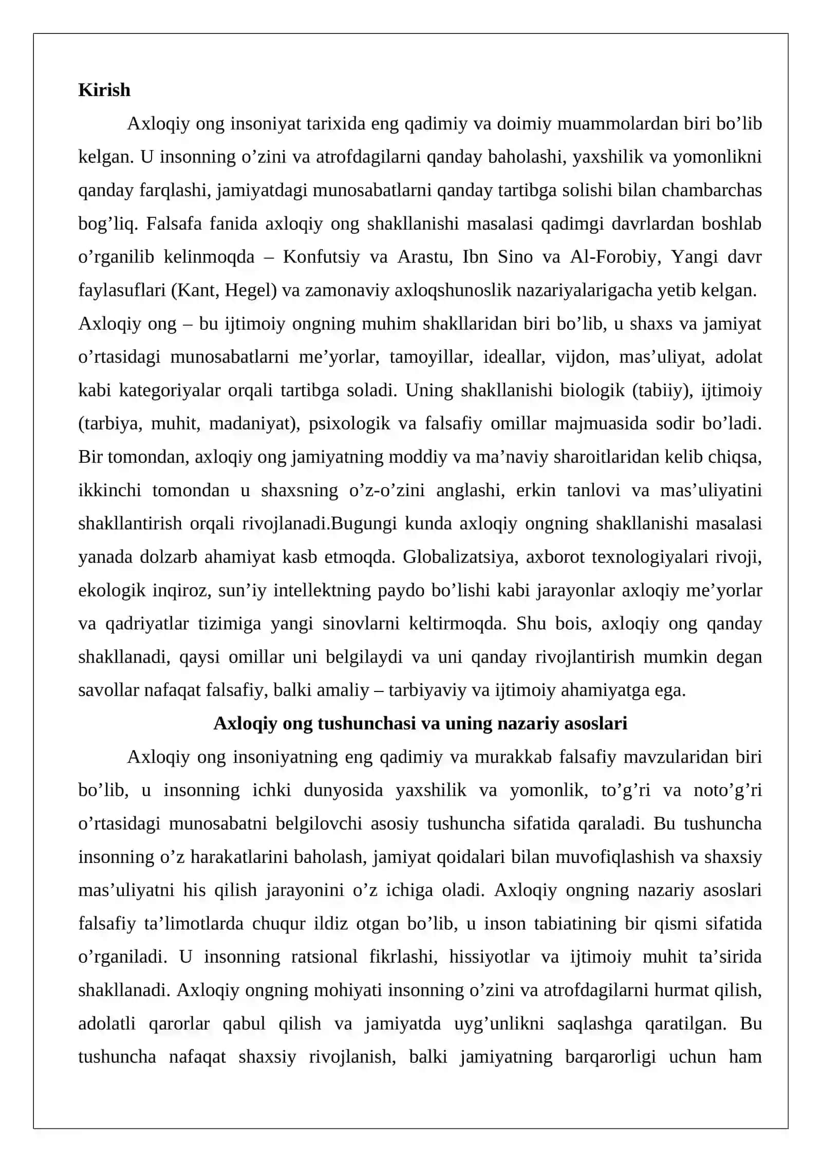 Axloqiy ongning shakllanishi 2