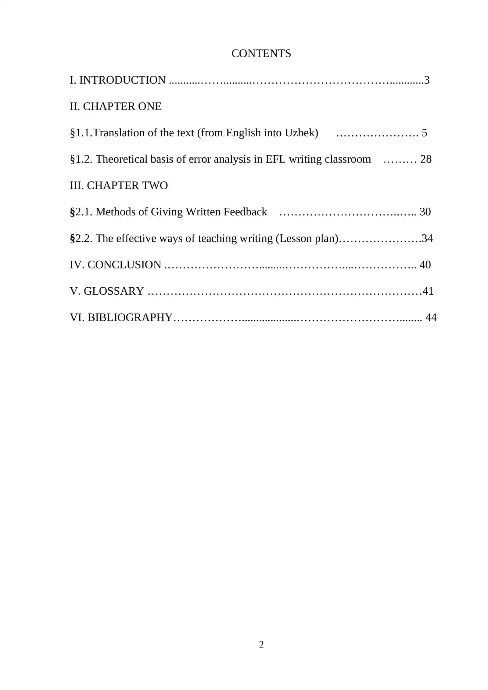COURSE PAPER THEME: Working with errors in teaching writing 2