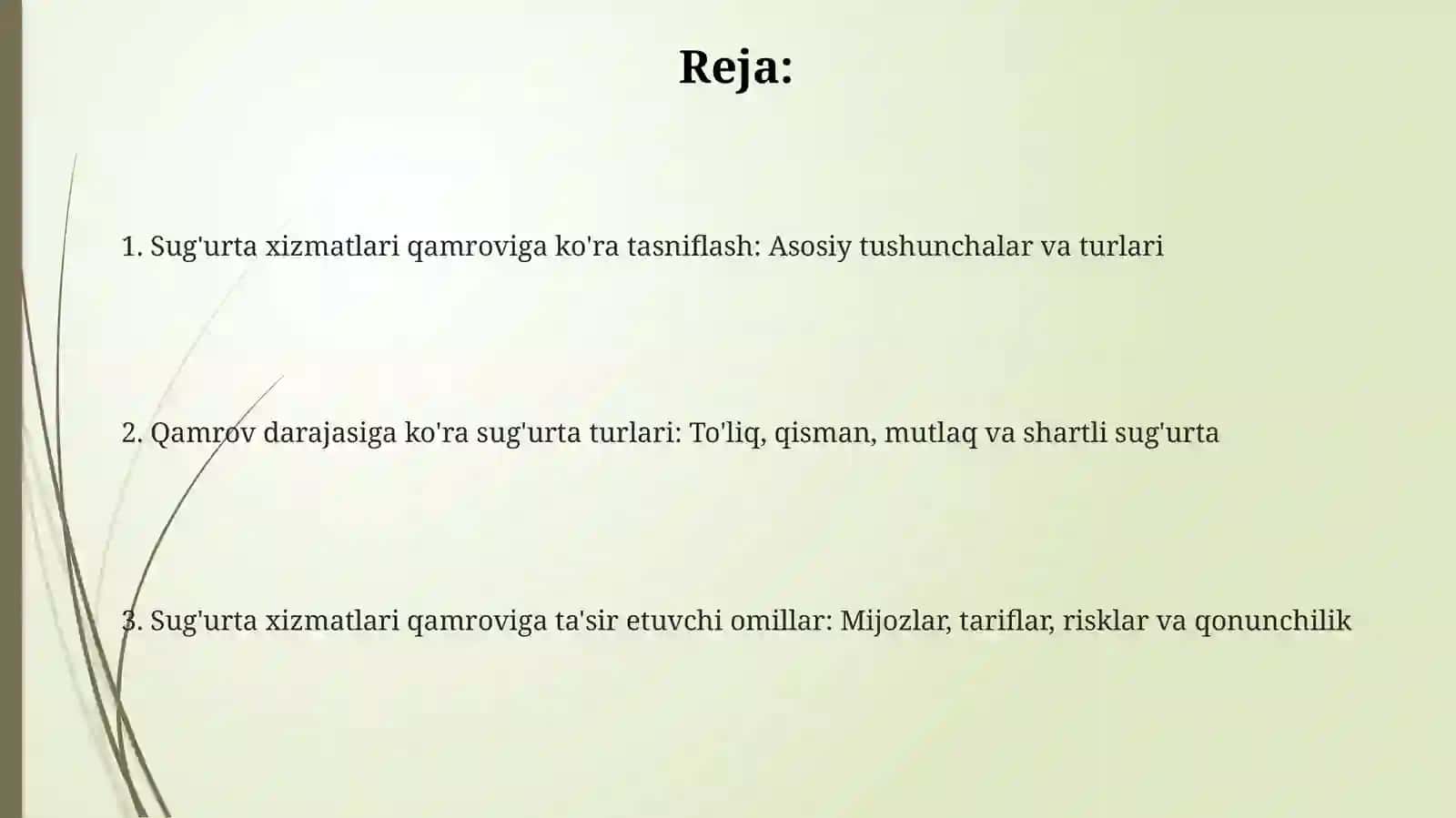 Sug'urta xizmatlari qamroviga ko'ra tasniflash: Asosiy tushunchalar va turlari 2