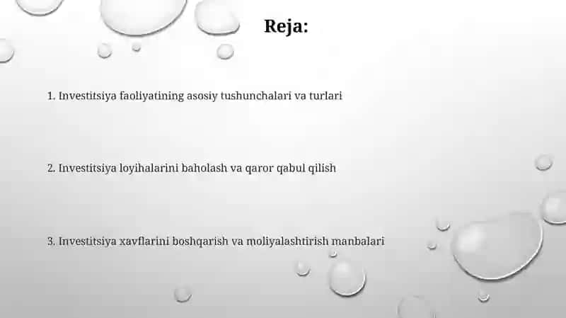 Investitsion faoliyat mohiyati 2