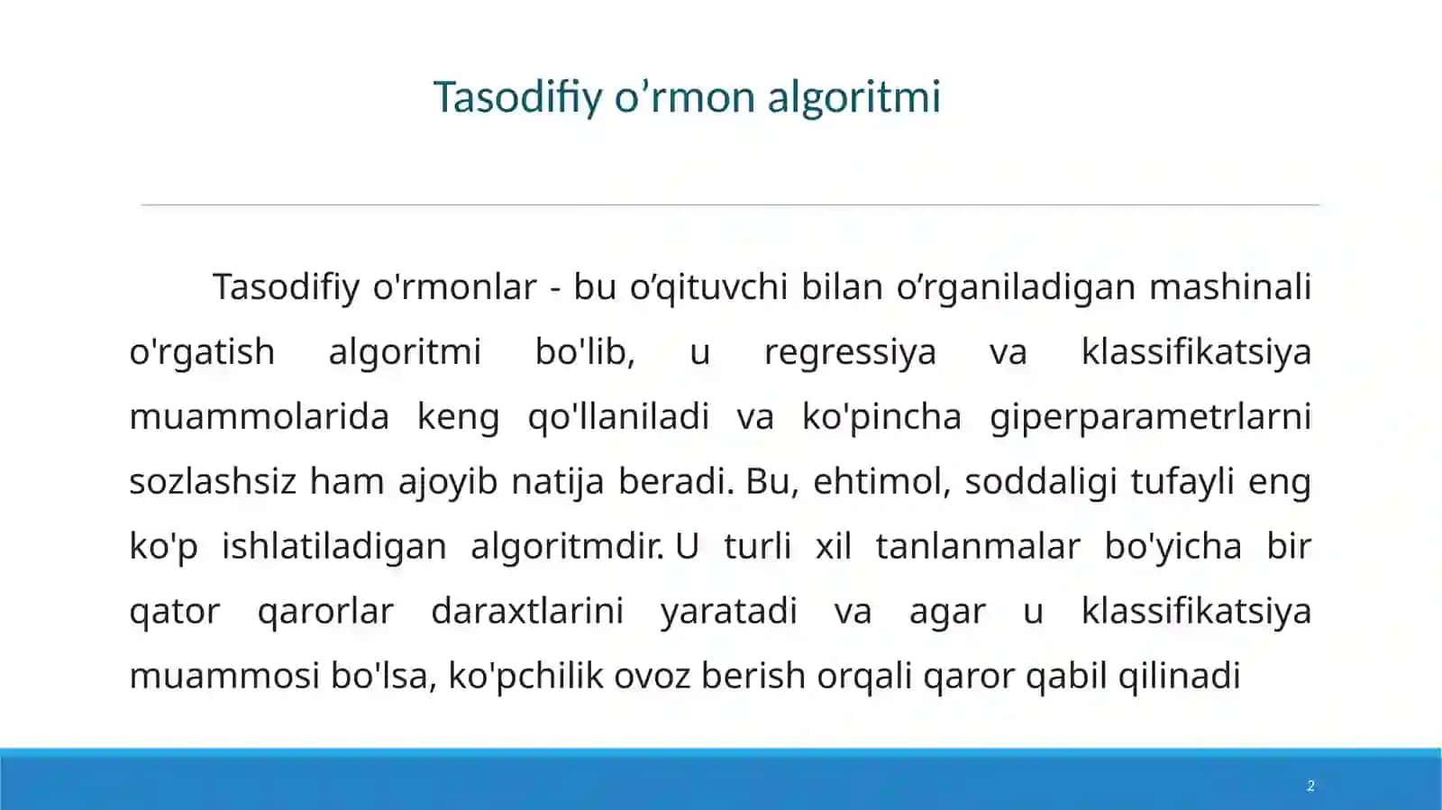 Tasodifiy o’rmon (Random Forest) va yakkalovchi o’rmon (Isolation Forest) algoritmlari 2