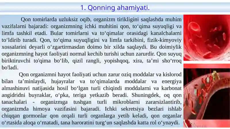 Qonning ahamiyati 2