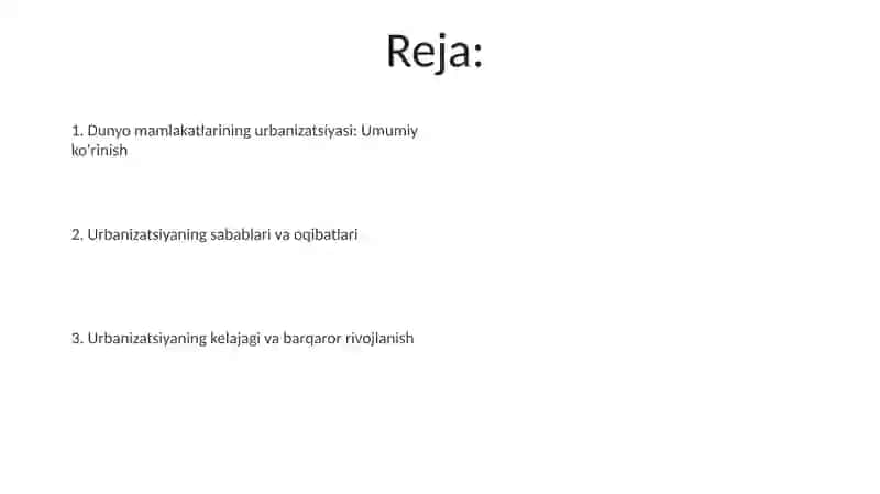 Jahonmamlakatlarining urbanizatsiyasi 2